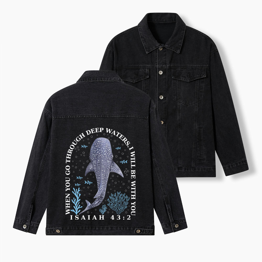 When You Go Through Deep Waters Christian Denim Jacket
