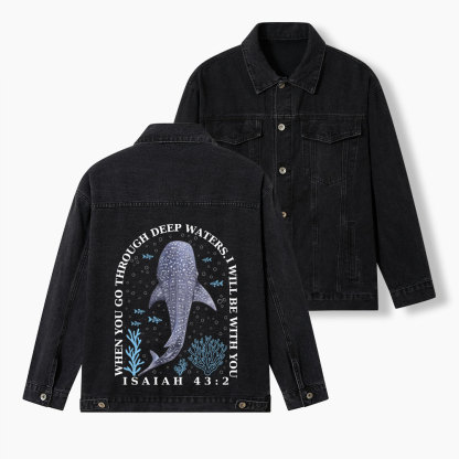 When You Go Through Deep Waters Christian Denim Jacket