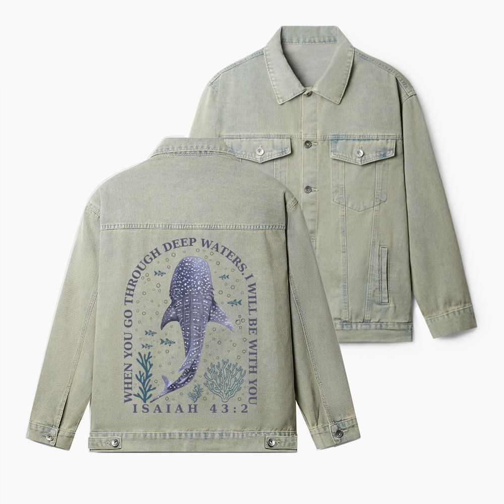 When You Go Through Deep Waters Christian Denim Jacket