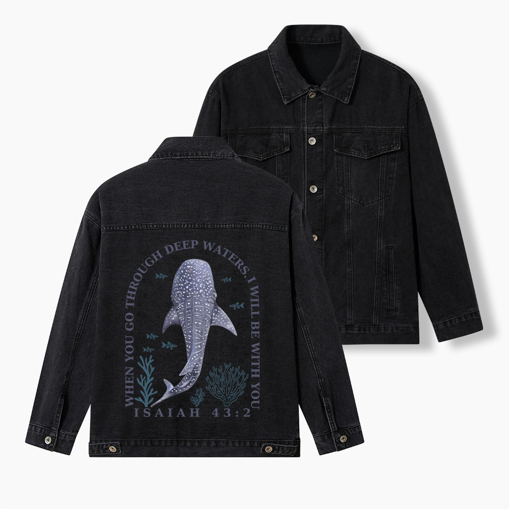When You Go Through Deep Waters Christian Denim Jacket