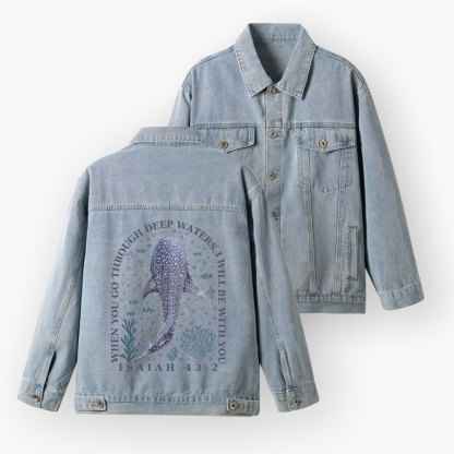 When You Go Through Deep Waters Christian Denim Jacket
