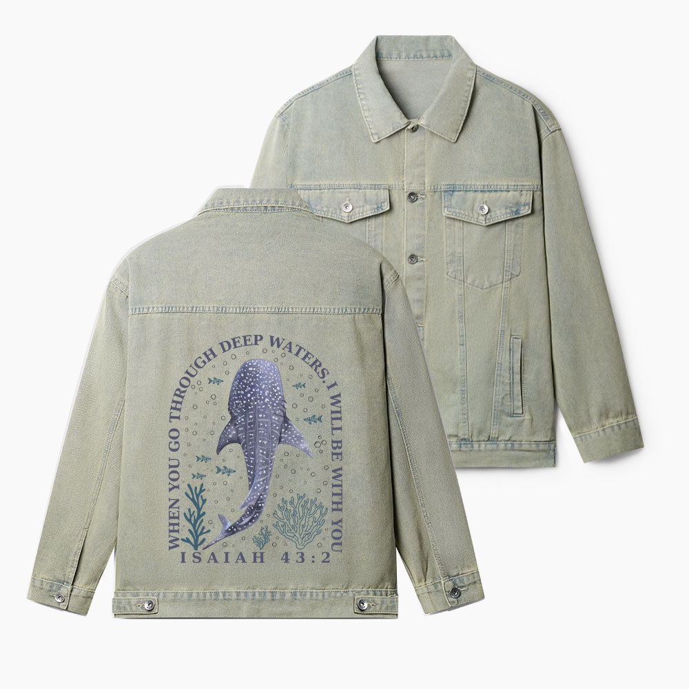 When You Go Through Deep Waters Christian Denim Jacket