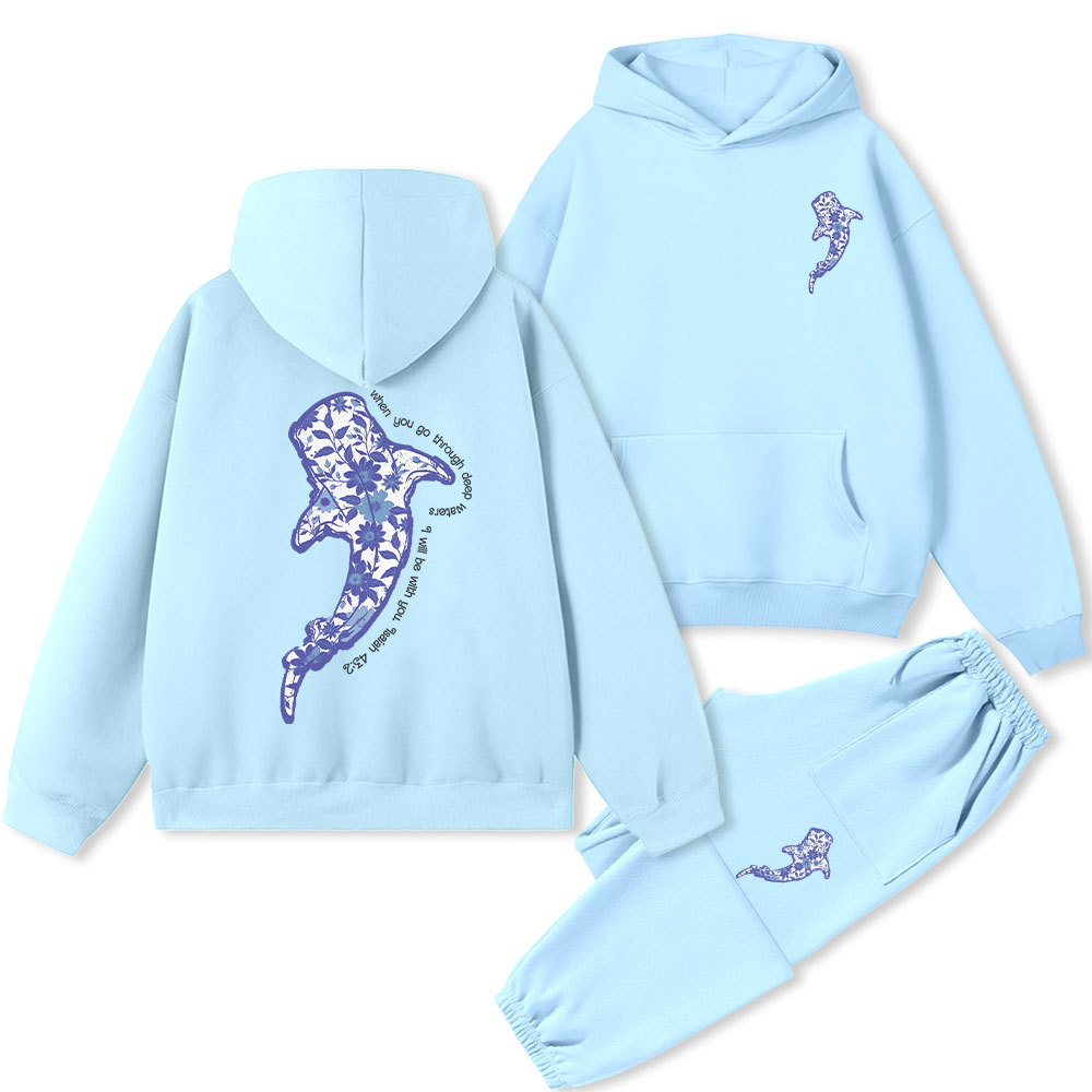 When You Go Through Deep Waters Christian Fleece Hoodie Set