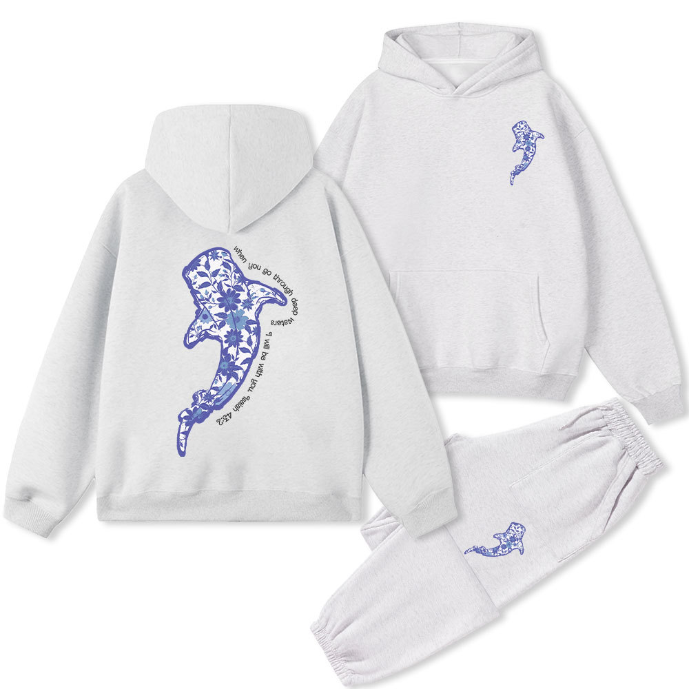 When You Go Through Deep Waters Christian Fleece Hoodie Set