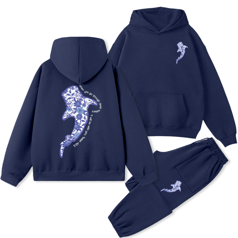 When You Go Through Deep Waters Christian Fleece Hoodie Set