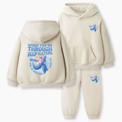 When You Go Through Deep Waters Christian Kid Fleece Hoosie Set