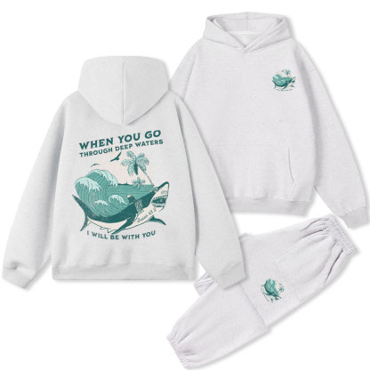 When You Go Through Deep Waters Christian Premium Fleece Hoodie Set