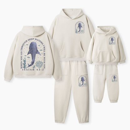 When You Go Through Deep Waters Christian Premium Matching Fleece Hoodie Set