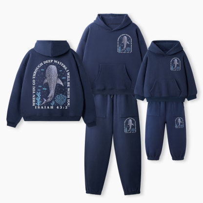 When You Go Through Deep Waters Christian Premium Matching Fleece Hoodie Set