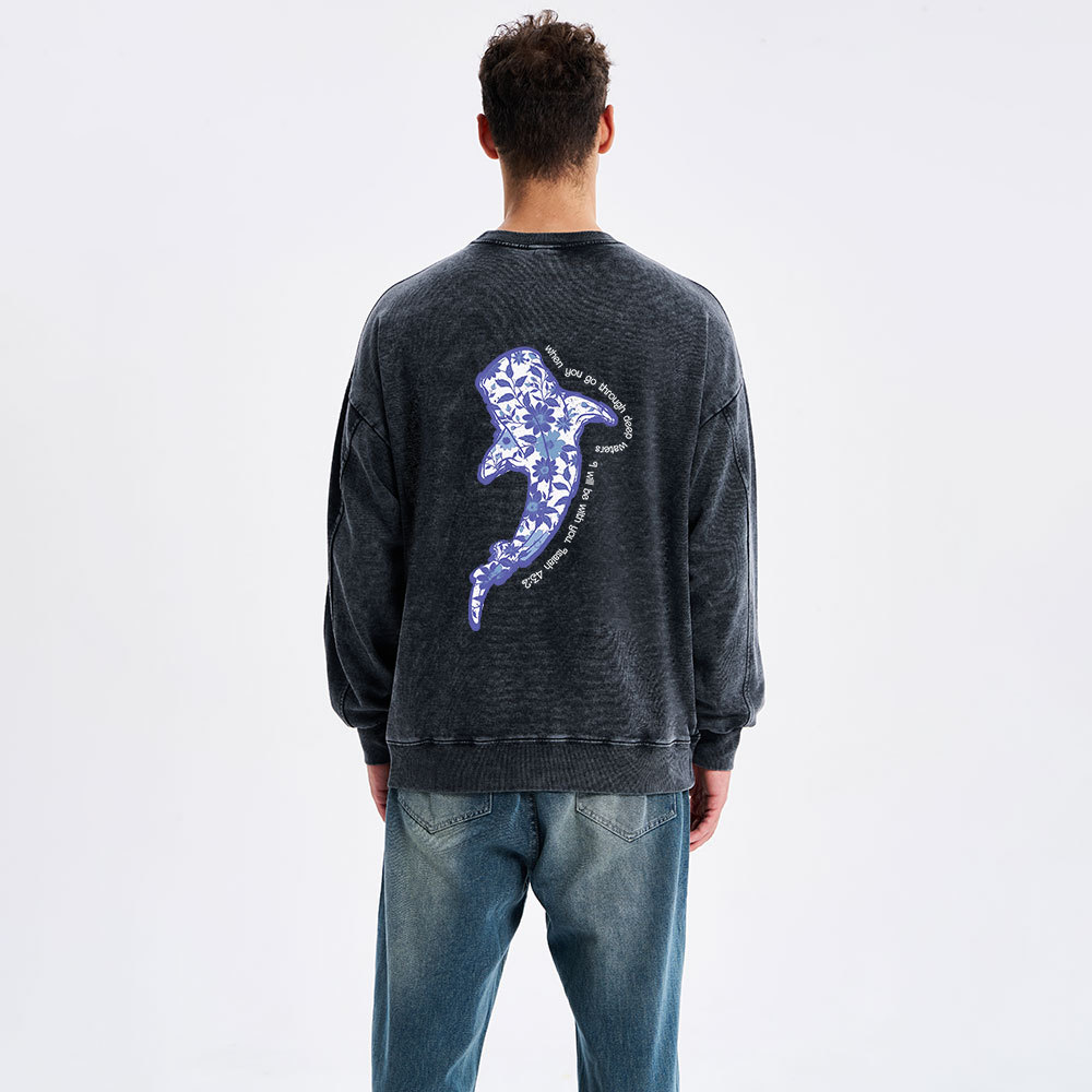 When You Go Through Deep Waters Christian Washed Sweatshirt