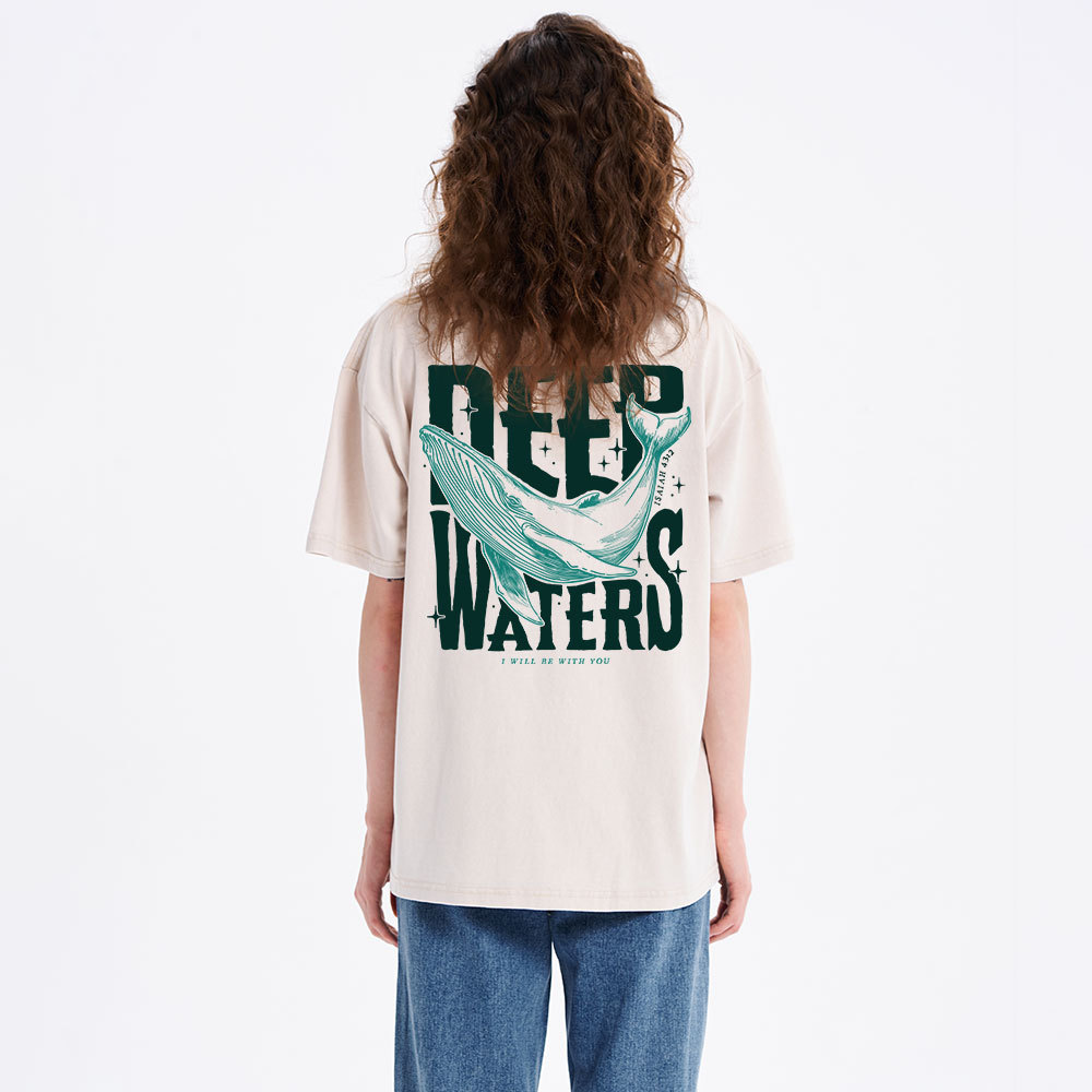 When You Go Through Deep Waters Christian Washed T-Shirt