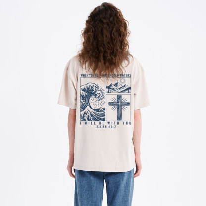 When You Go Through Deep Waters Christian Washed T-Shirt