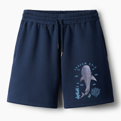 When You Go Through Deep Waters Whale Christian Fleece Shorts