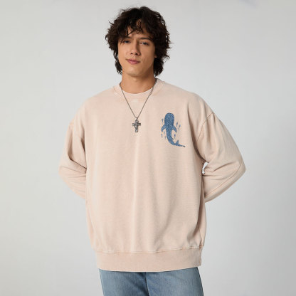 When You Go Through Deep Waters Whale Christian Washed Sweatshirt