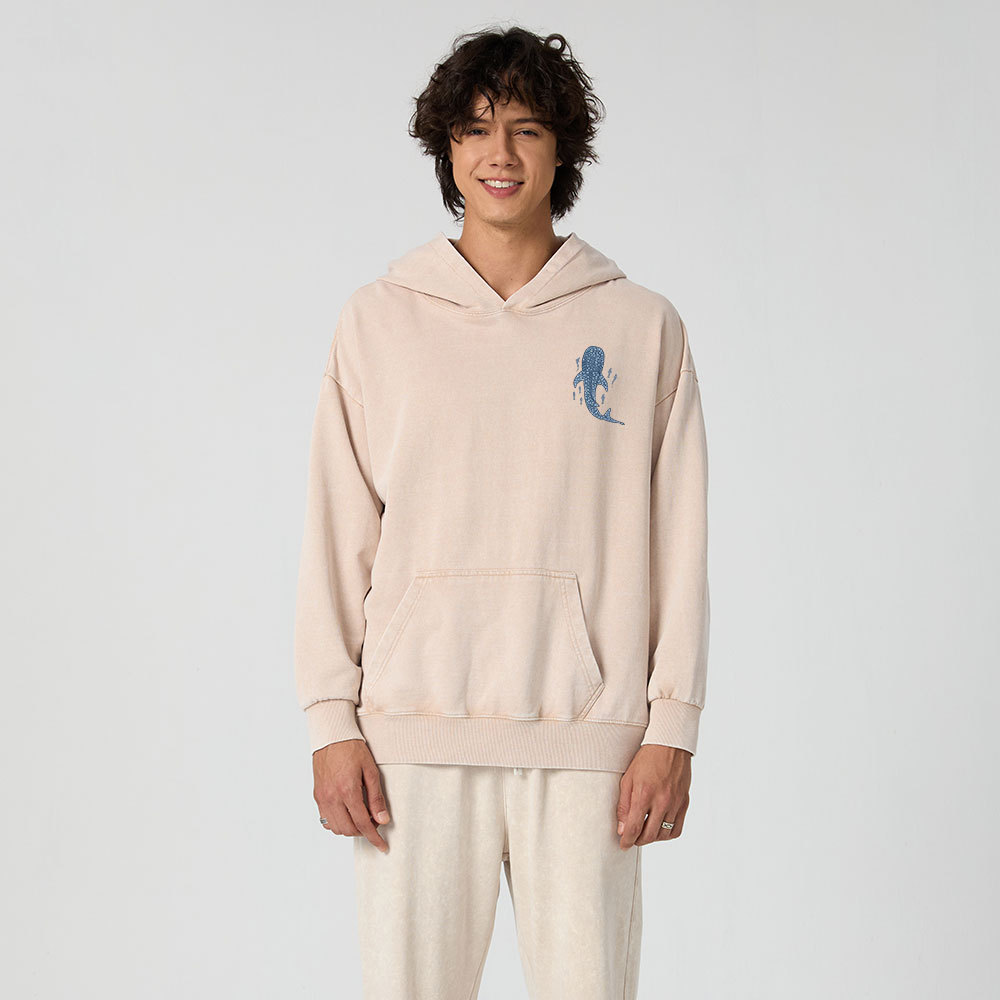 When You Go Through Deep Waters Whale Classic Christian Washed Hoodie