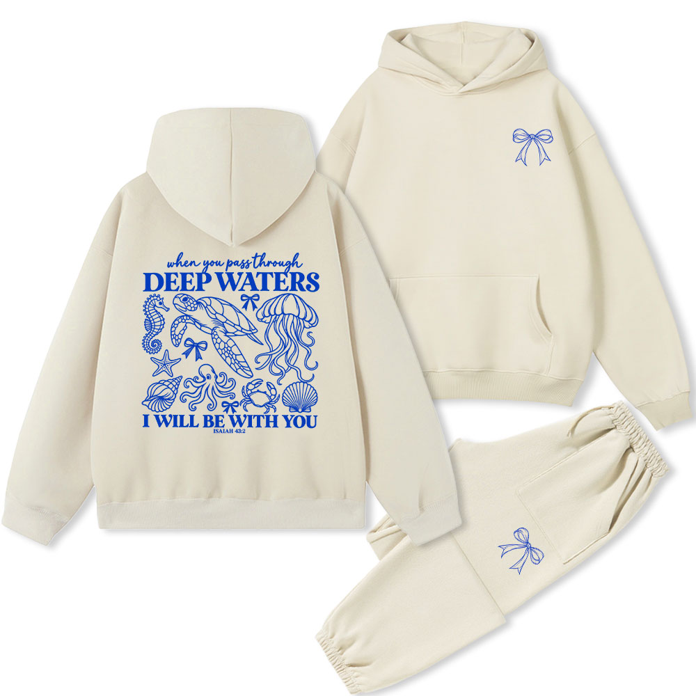 When You Pass Through Deep Waters Fleece Hoodie Set