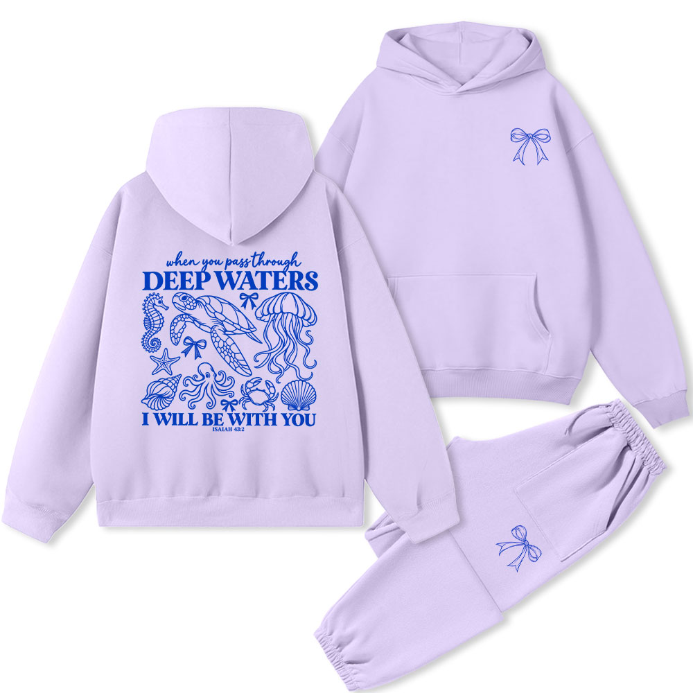 When You Pass Through Deep Waters Fleece Hoodie Set