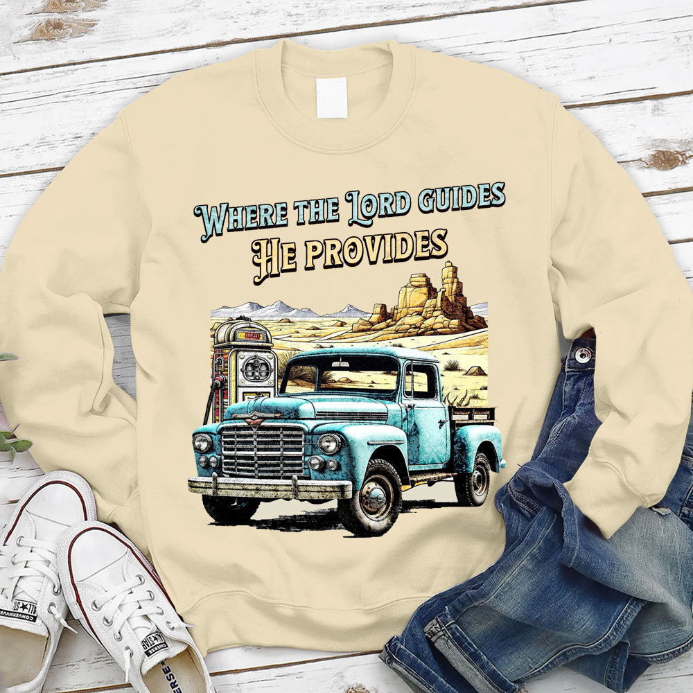 Where The Lord Guide He Provides Christian Sweatshirt