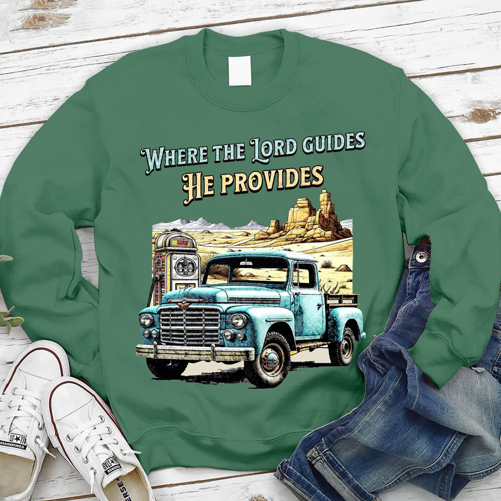 Where The Lord Guide He Provides Christian Sweatshirt