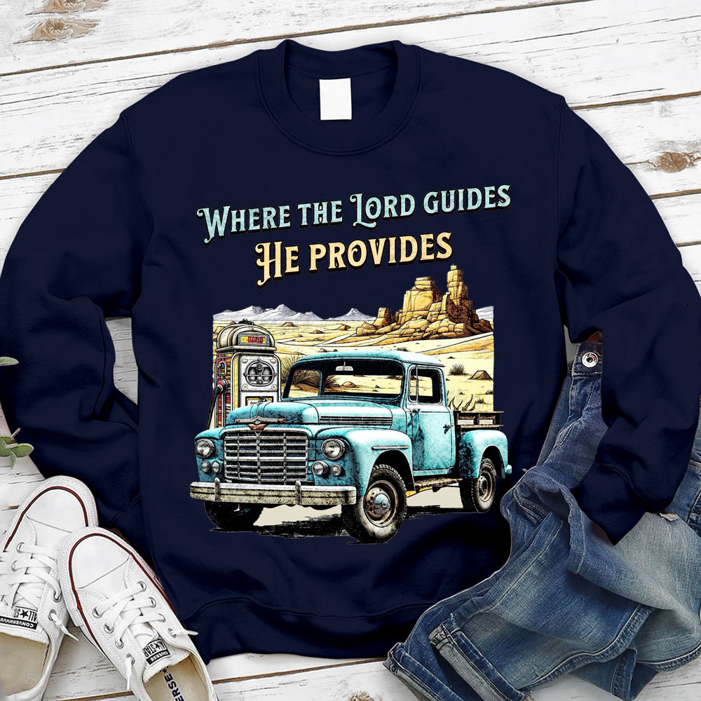 Where The Lord Guide He Provides Christian Sweatshirt