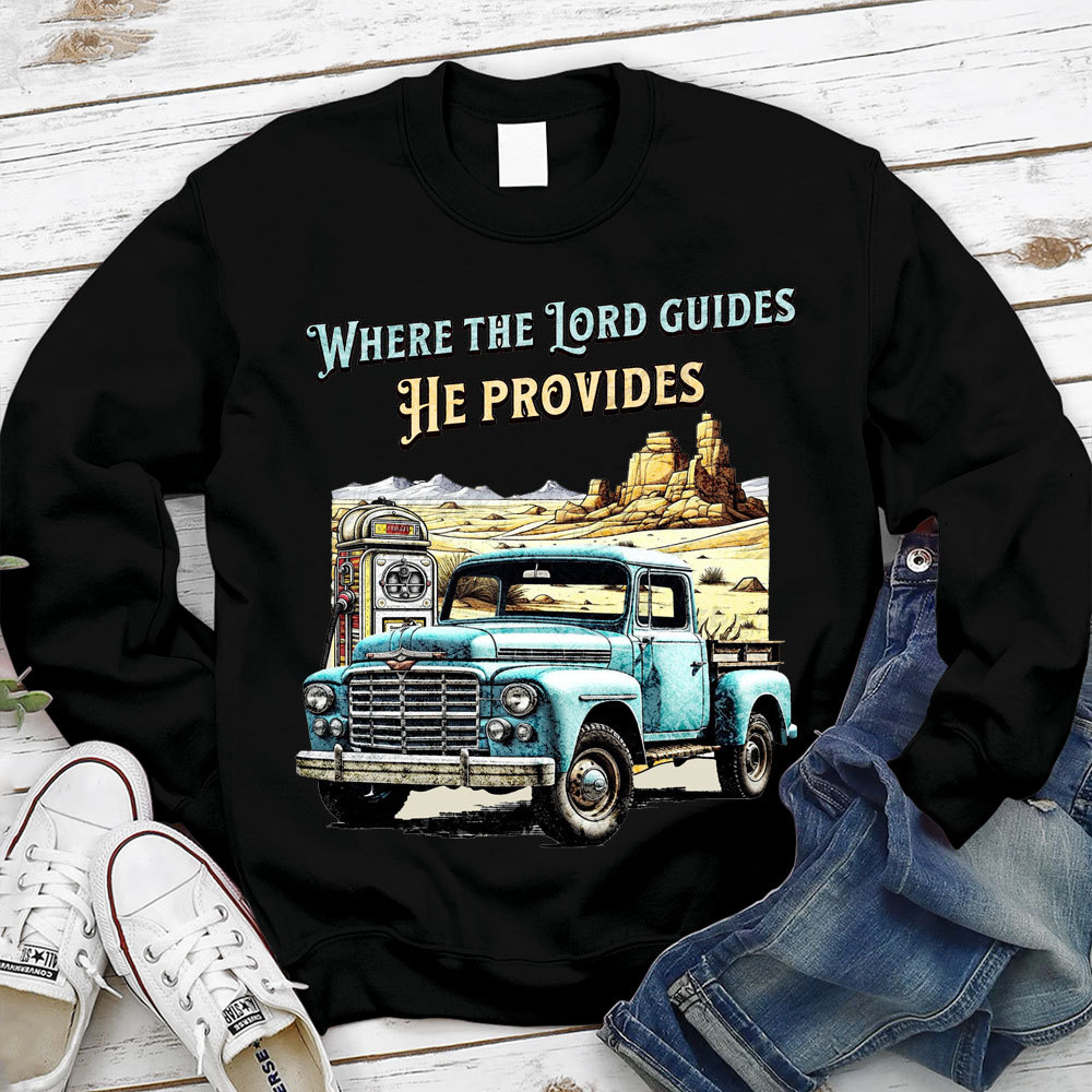 Where The Lord Guide He Provides Christian Sweatshirt