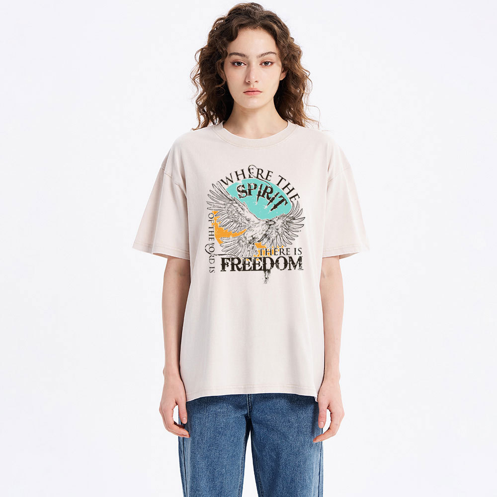 Where The Spirit Christian Washed T-Shirt