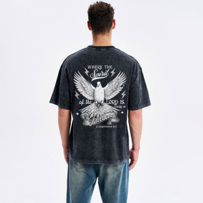 Where The Spirit Of The Lord CHristian Washed T-Shirt