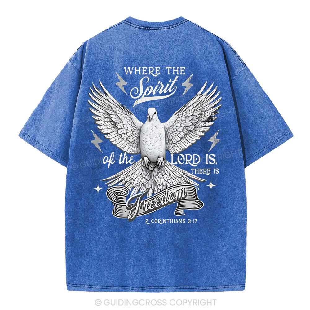 Where The Spirit Of The Lord CHristian Washed T-Shirt