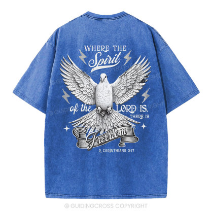 Where The Spirit Of The Lord CHristian Washed T-Shirt