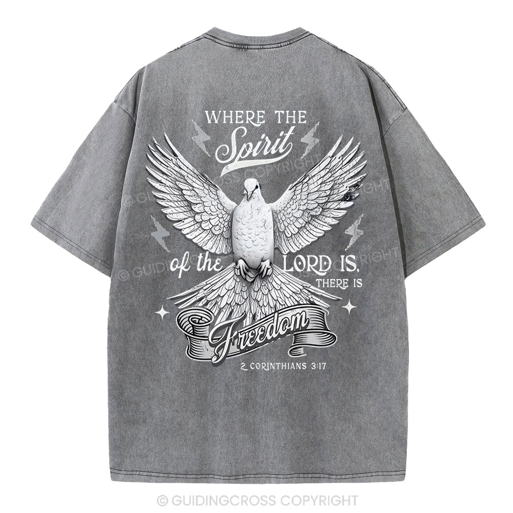 Where The Spirit Of The Lord CHristian Washed T-Shirt