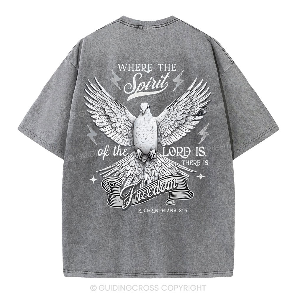 Where The Spirit Of The Lord CHristian Washed T-Shirt