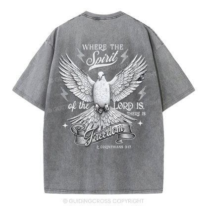 Where The Spirit Of The Lord CHristian Washed T-Shirt