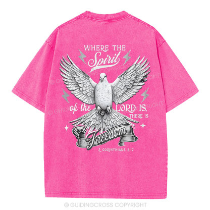 Where The Spirit Of The Lord CHristian Washed T-Shirt