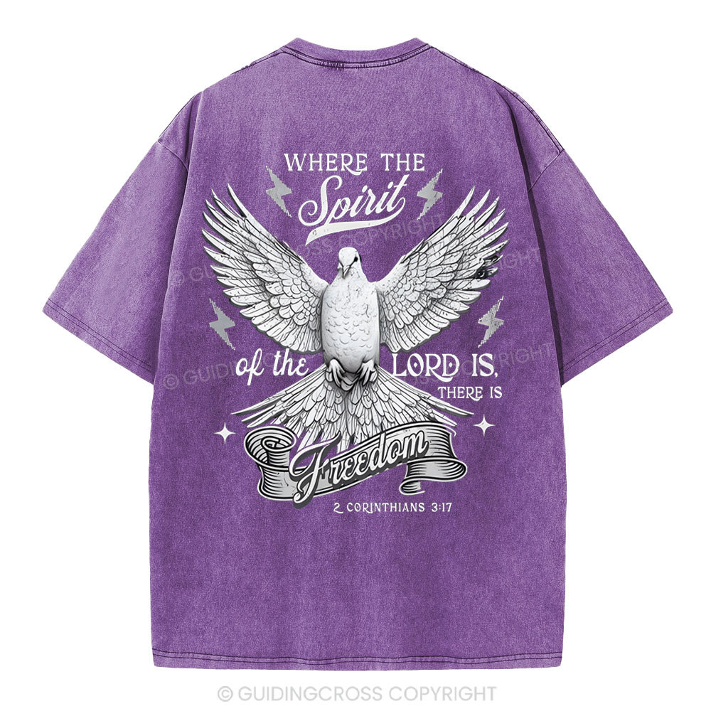 Where The Spirit Of The Lord CHristian Washed T-Shirt
