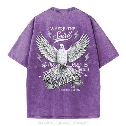 Where The Spirit Of The Lord CHristian Washed T-Shirt