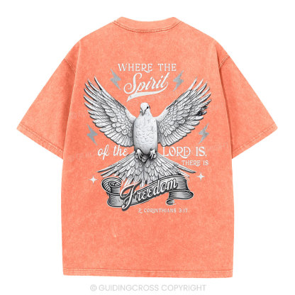 Where The Spirit Of The Lord CHristian Washed T-Shirt