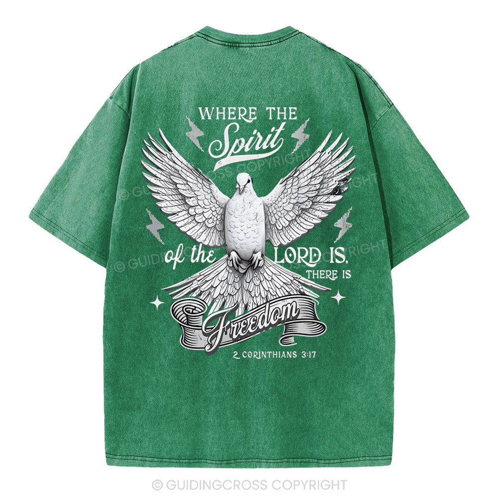 Where The Spirit Of The Lord CHristian Washed T-Shirt