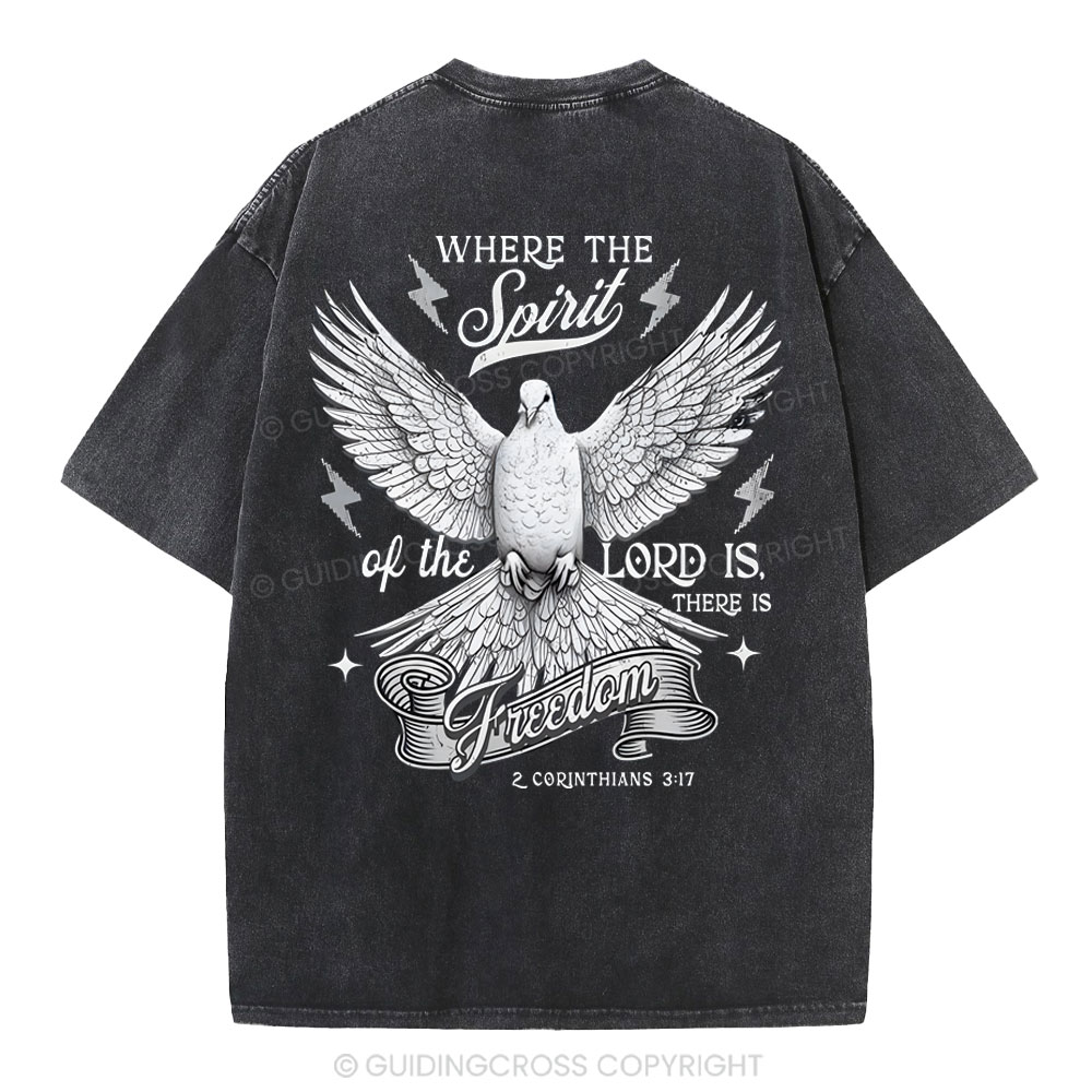 Where The Spirit Of The Lord CHristian Washed T-Shirt