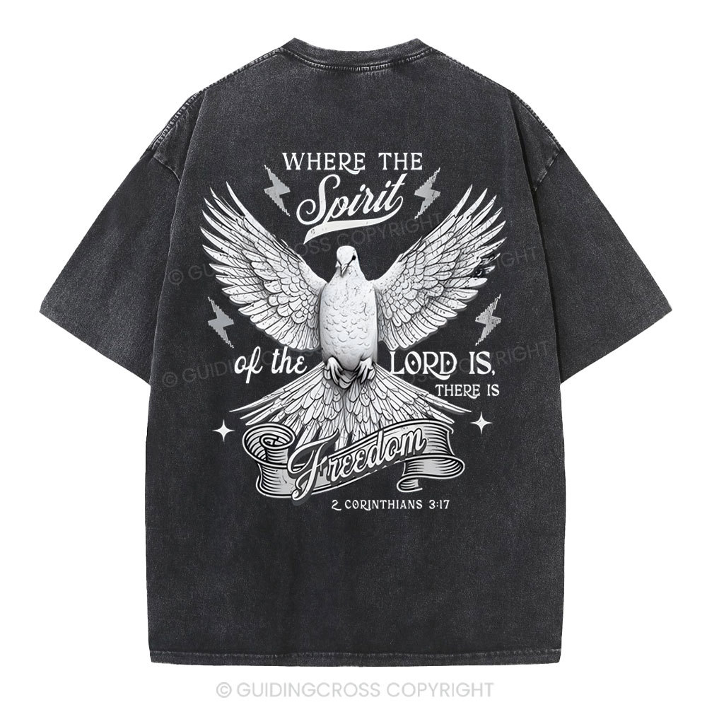 Where The Spirit Of The Lord CHristian Washed T-Shirt