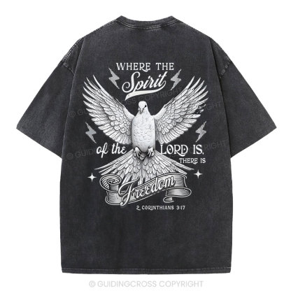 Where The Spirit Of The Lord CHristian Washed T-Shirt