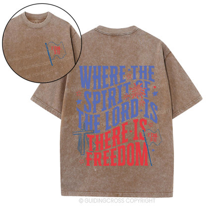 Where The Spirit Of The Lord Christian Washed T-Shirt