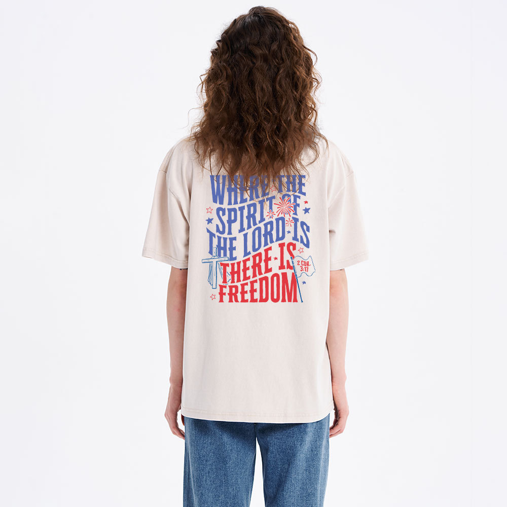 Where The Spirit Of The Lord Christian Washed T-Shirt