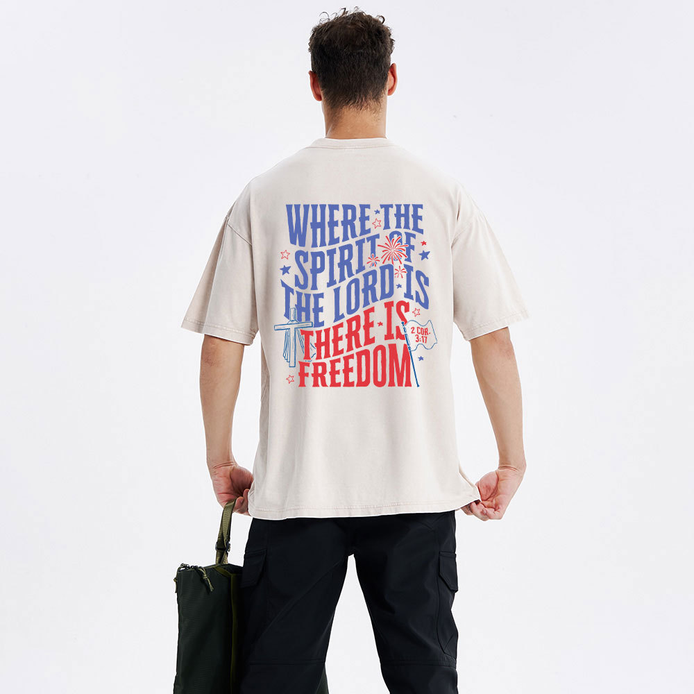 Where The Spirit Of The Lord Christian Washed T-Shirt