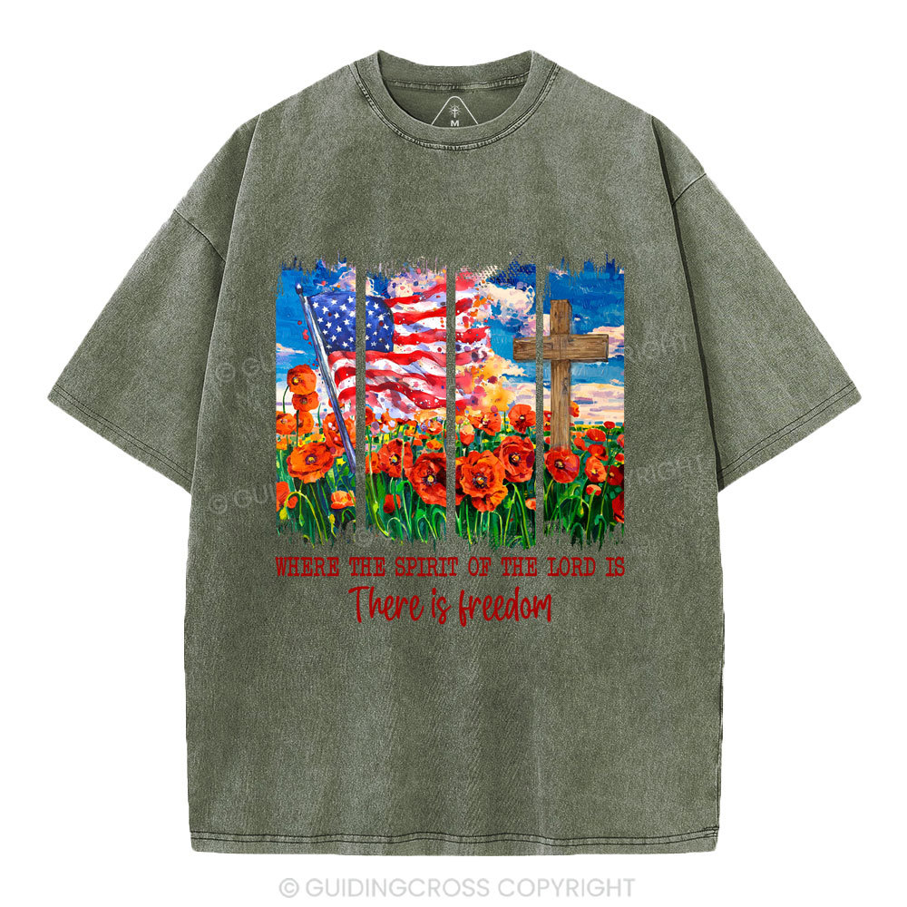 Where The Spirit Of The Lord Is There Is Kingdoom Christian Washed T-Shirt