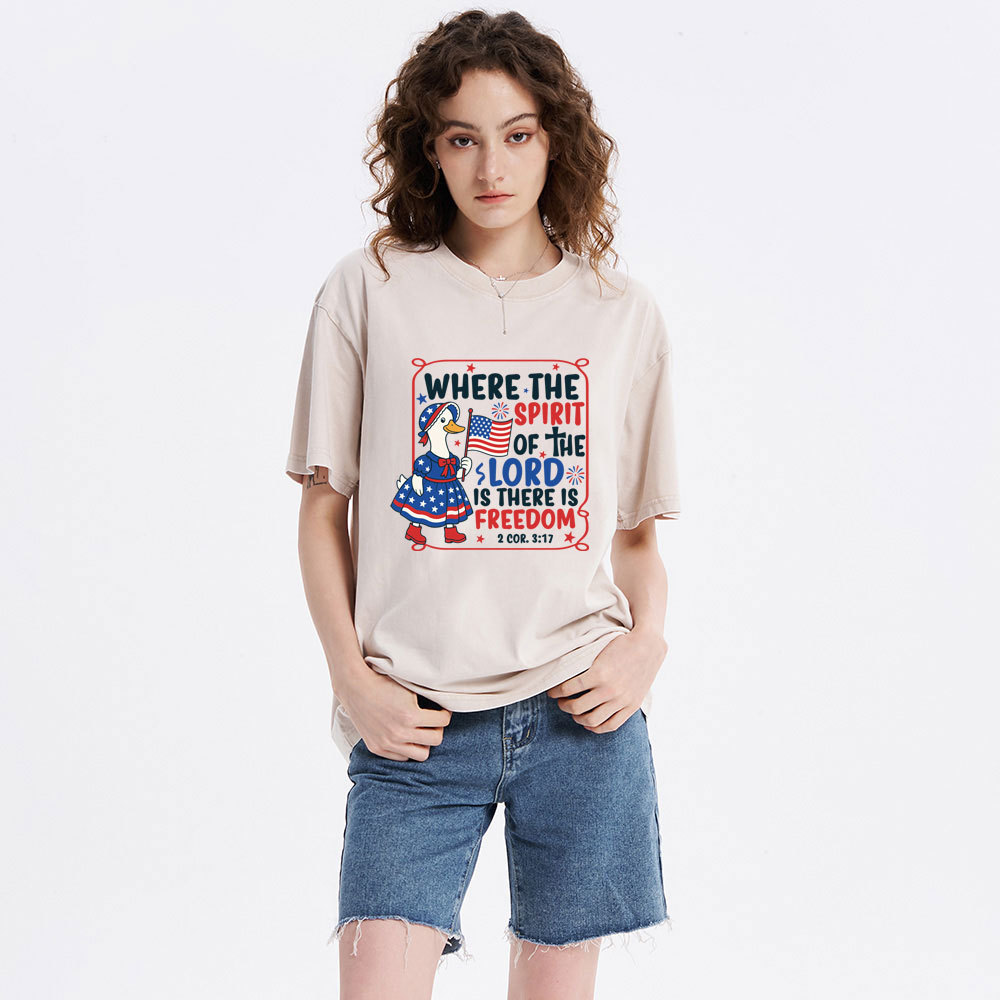 Where The Spirit Of The Lord Is There is Freedom Christian Washed T-Shirt