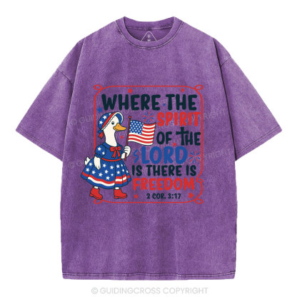Where The Spirit Of The Lord Is There is Freedom Christian Washed T-Shirt