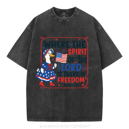 Where The Spirit Of The Lord Is There is Freedom Christian Washed T-Shirt