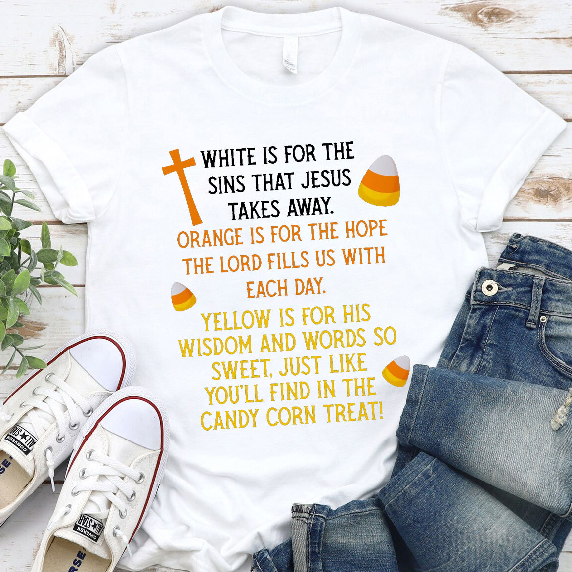 White Is For The Sins That Jesus Takes Away Christian T-Shirt