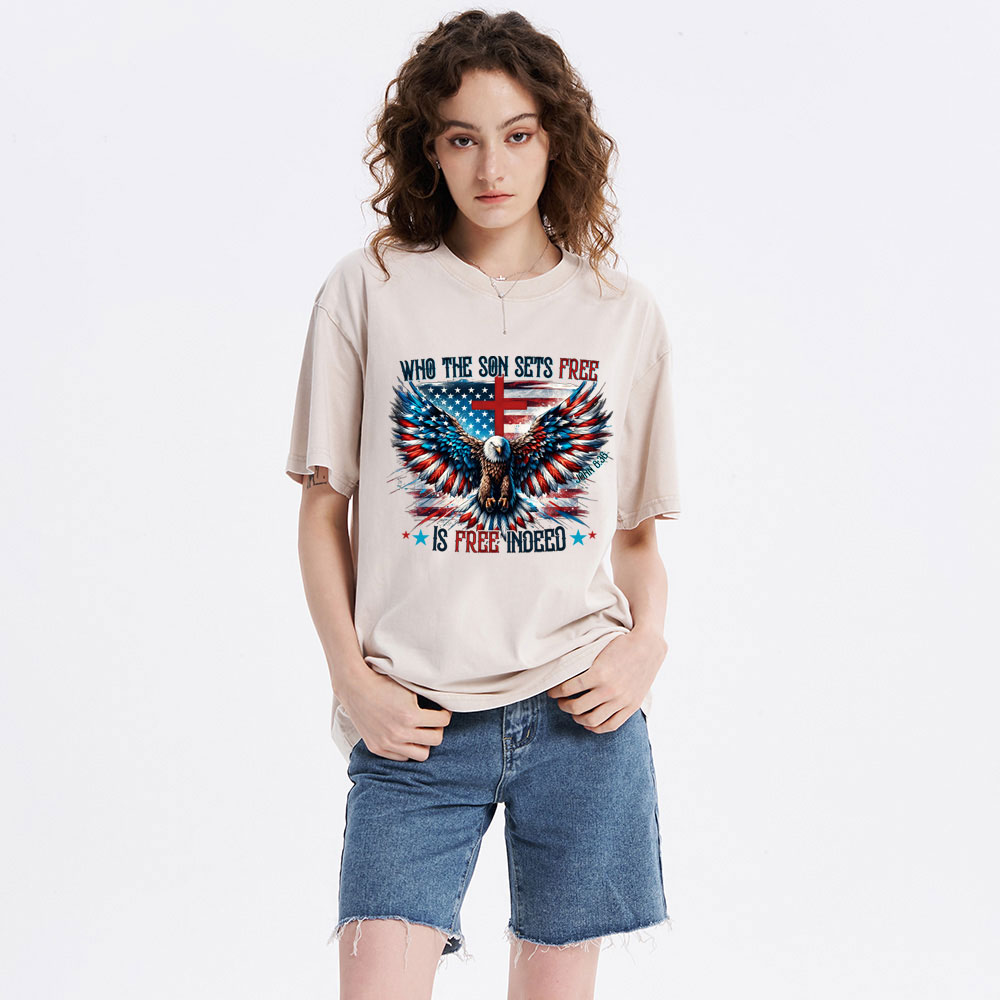 Who The Son Sets Free Is Free Indeed Christian Washed T-Shirt