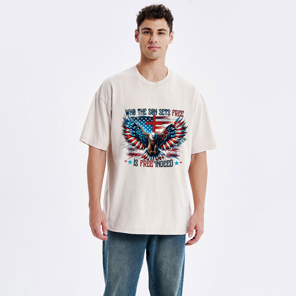 Who The Son Sets Free Is Free Indeed Christian Washed T-Shirt